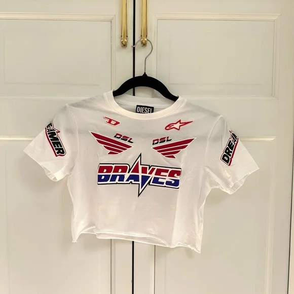 Diesel Cropped Tee with Graphics - Picture 6 of 13